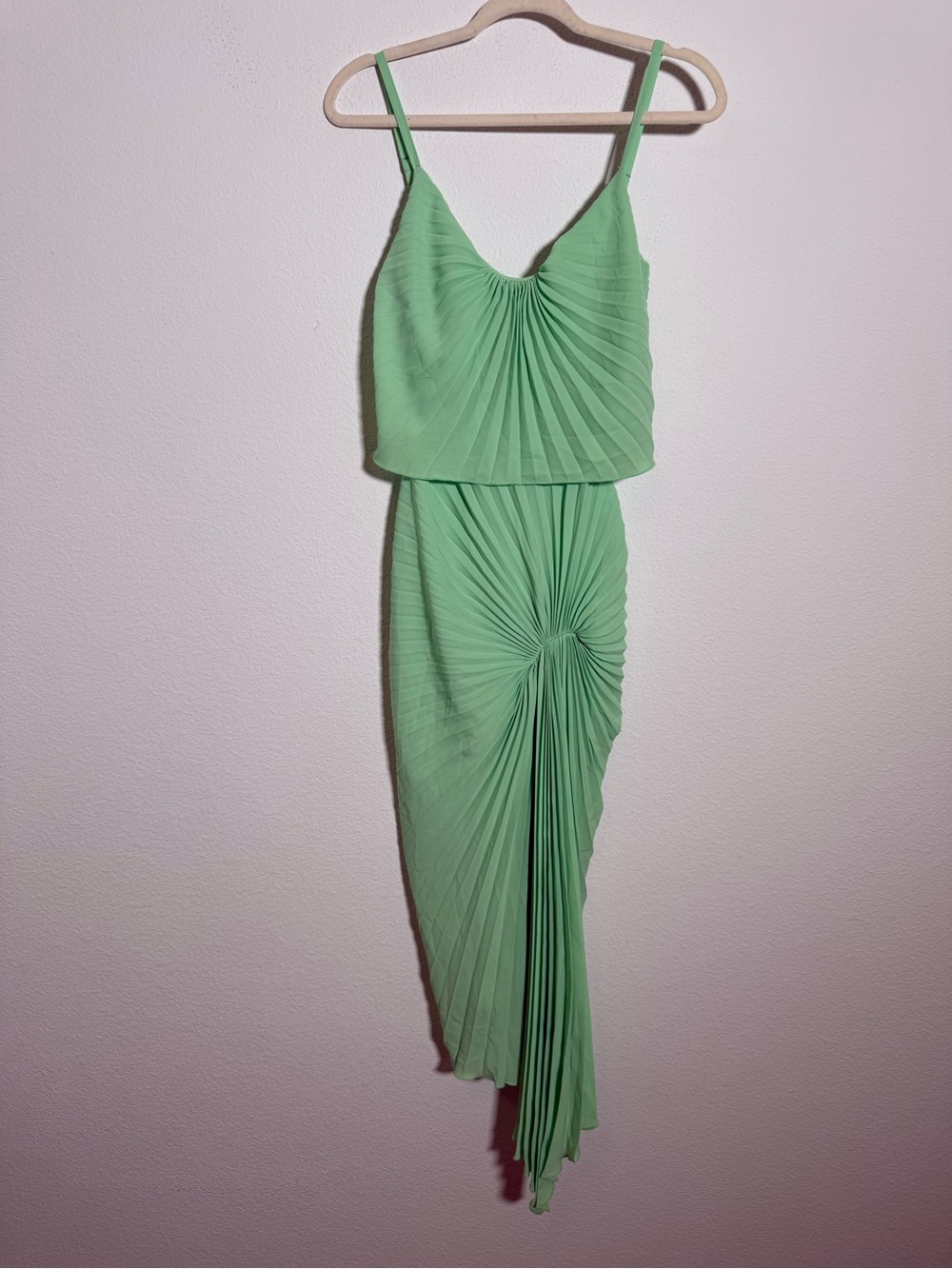 Georgia Hardinge Dazed Pleated Dress Mint Green Sculptural Occasion Dress NWT 6